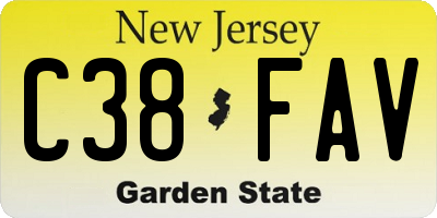 NJ license plate C38FAV