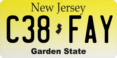 NJ license plate C38FAY