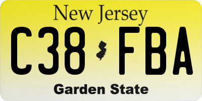 NJ license plate C38FBA