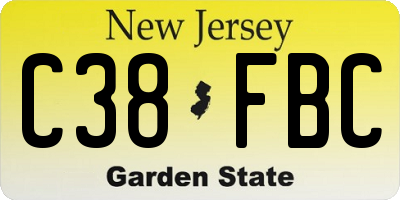 NJ license plate C38FBC