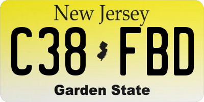 NJ license plate C38FBD