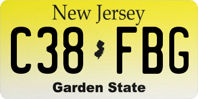 NJ license plate C38FBG