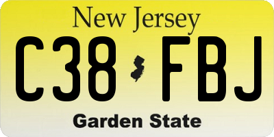 NJ license plate C38FBJ