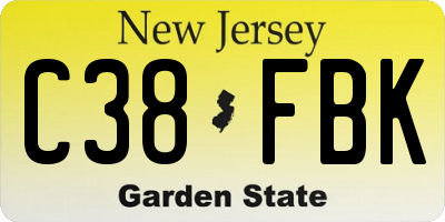 NJ license plate C38FBK