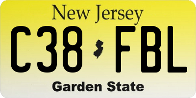 NJ license plate C38FBL