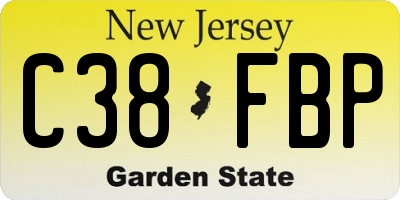 NJ license plate C38FBP