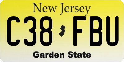 NJ license plate C38FBU