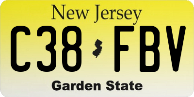 NJ license plate C38FBV