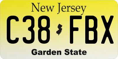 NJ license plate C38FBX