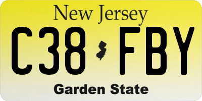 NJ license plate C38FBY