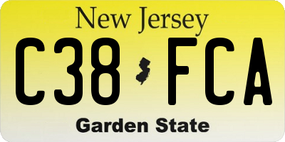 NJ license plate C38FCA