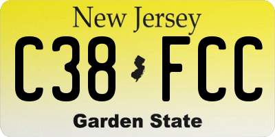 NJ license plate C38FCC