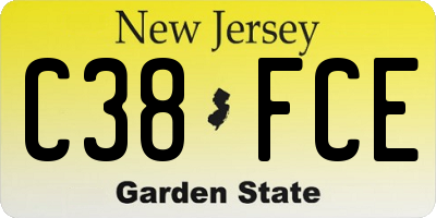 NJ license plate C38FCE