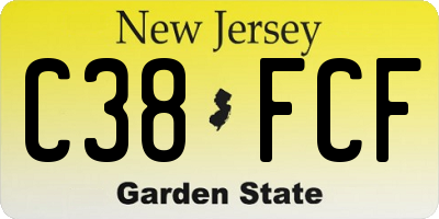 NJ license plate C38FCF