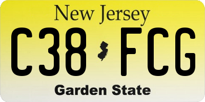 NJ license plate C38FCG