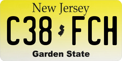 NJ license plate C38FCH