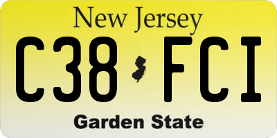 NJ license plate C38FCI