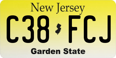 NJ license plate C38FCJ