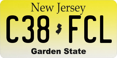 NJ license plate C38FCL