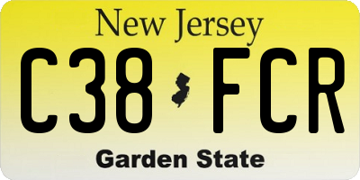 NJ license plate C38FCR