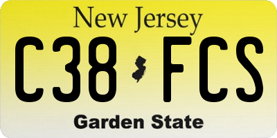 NJ license plate C38FCS