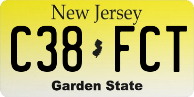 NJ license plate C38FCT