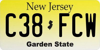 NJ license plate C38FCW