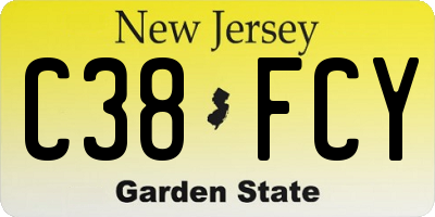 NJ license plate C38FCY