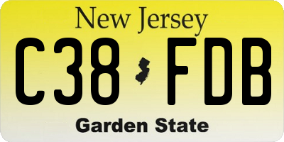 NJ license plate C38FDB