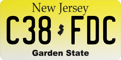 NJ license plate C38FDC