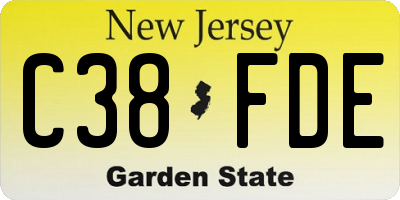 NJ license plate C38FDE