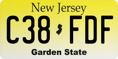 NJ license plate C38FDF