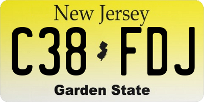 NJ license plate C38FDJ
