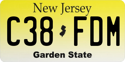 NJ license plate C38FDM