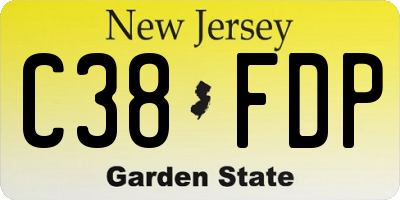 NJ license plate C38FDP