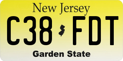NJ license plate C38FDT
