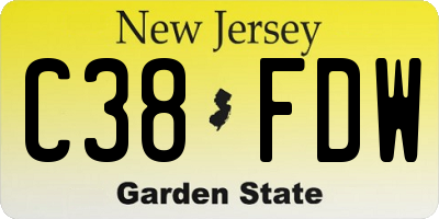 NJ license plate C38FDW