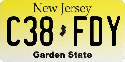 NJ license plate C38FDY