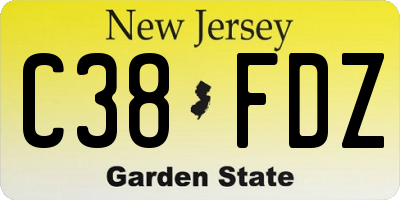 NJ license plate C38FDZ