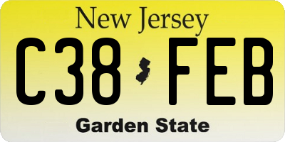 NJ license plate C38FEB