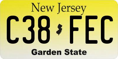 NJ license plate C38FEC