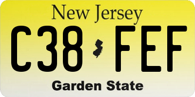 NJ license plate C38FEF