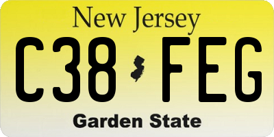 NJ license plate C38FEG