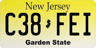 NJ license plate C38FEI