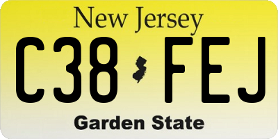 NJ license plate C38FEJ