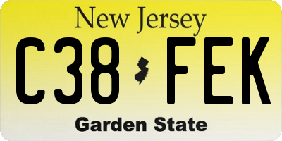 NJ license plate C38FEK