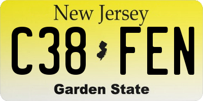 NJ license plate C38FEN