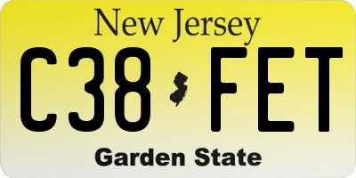 NJ license plate C38FET