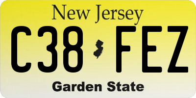 NJ license plate C38FEZ