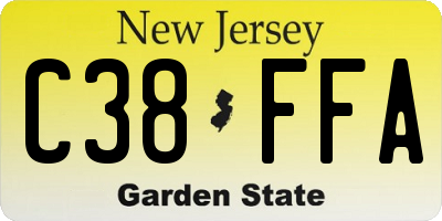 NJ license plate C38FFA